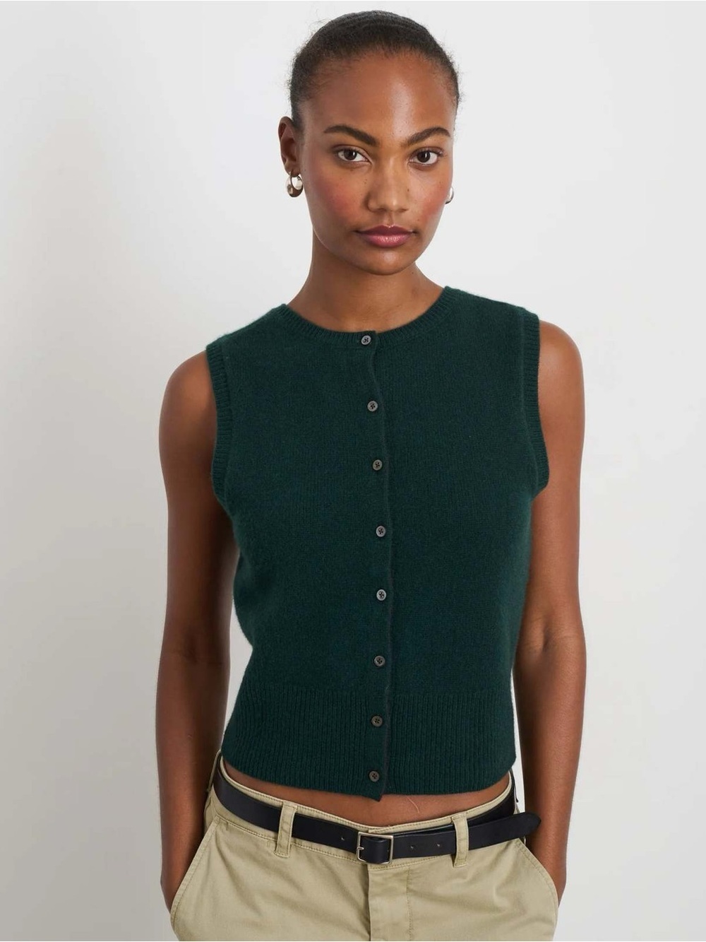 Alex Mill Lucie Cashmere Vest in Cypress Green Size L